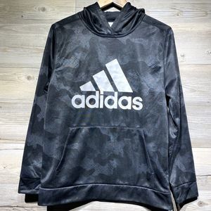 Adidas Fleece Hoodie Boys XL 18/20 Black Camo Pullover Long Sleeve Outdoors